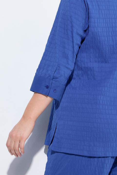 Actual product image Ulla Popken Bubble Texture Solid Button Front Stretch Blouse (46, 48)