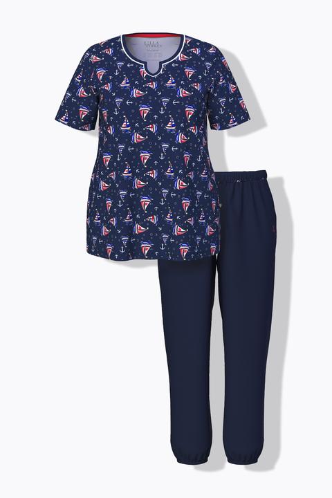 Produktbild Ulla Popken Pyjama, Segelboote, Tunika-Ausschnitt, Halbarm (46)