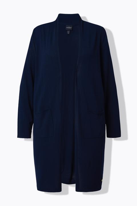 Produktbild Ulla Popken Long-Strickjacke, Stehkragen, offene Form (58, 60)