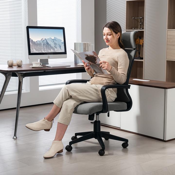 Produktbild Homcom Bürostuhl Polyester, Schaumstoff Dunkelgrau