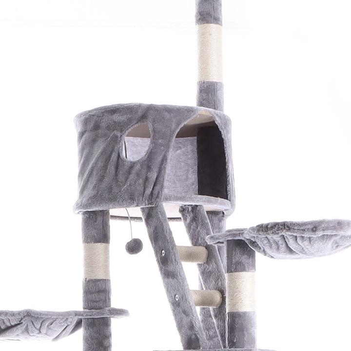 Produktbild Wiltec Kratzbaum 240–260cm Katzenkratzbaum deckenhoch Kletterbaum Katze (260 cm, Grau)