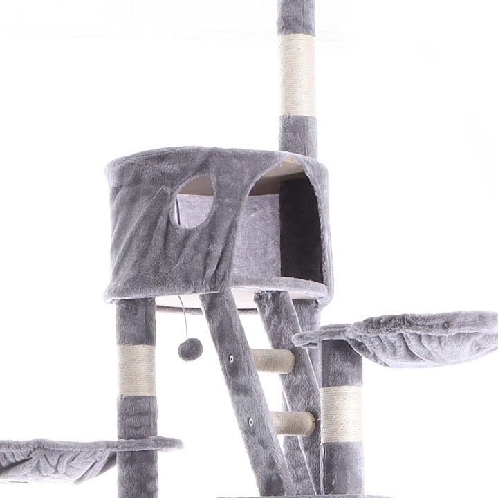 Produktbild Wiltec Kratzbaum 240–260cm Katzenkratzbaum deckenhoch Kletterbaum Katze (260 cm, Grau)