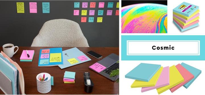 Produktbild Post-it Super Sticky Cosmic 8 + 4 (7.6 x 7.6 cm)