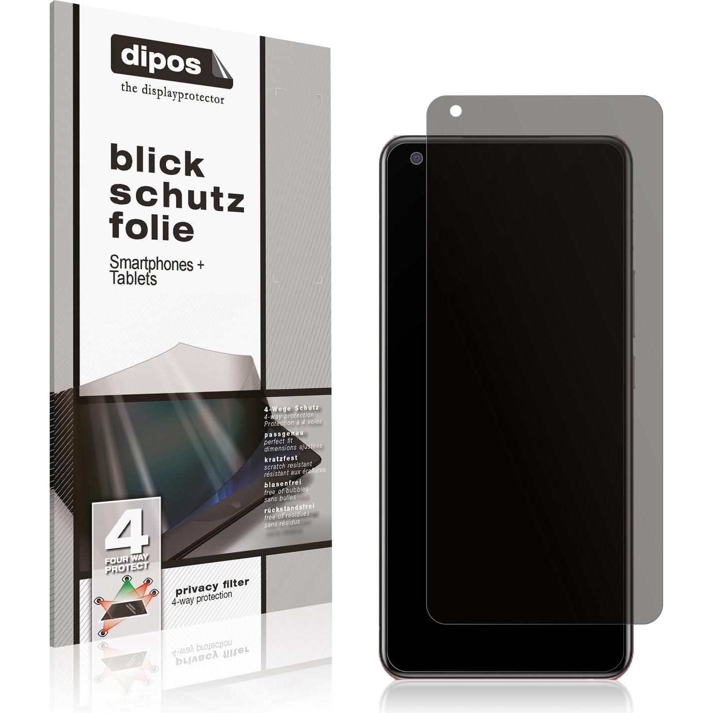 Dipos Blickschutzfolie 4-Way Privacy (1 Stück, Vivo X50), Smartphone Schutzfolie, Transparent