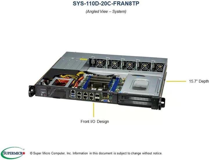 Actual product image Supermicro Barebone IoT SuperServer SYS-110D-20C-FRAN8TP