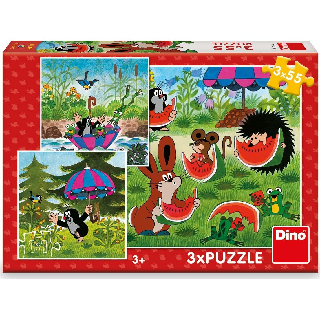 Thumbnail - Dino Puzzle Maulwurf und Papagei 3x55 Teile (55 Teile)