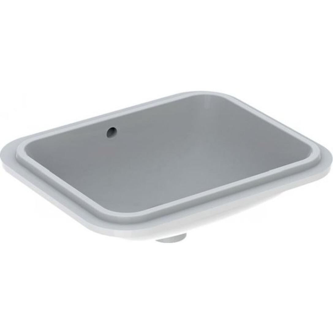 Geberit, Waschbecken, VariForm Unterbauwaschtisch rechteckig, 450x350mm, ohne Hahnloch, mit Überlauf (585 mm, 195 mm)