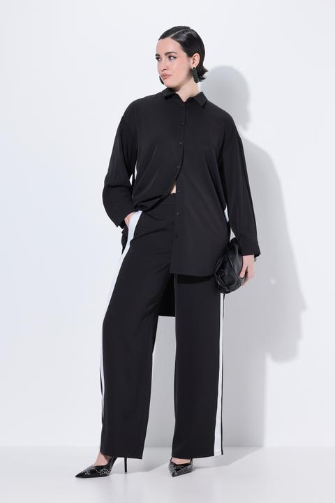 Image du produit Ulla Popken Pantalon Rose jambe large et taille confortable, bande contrastante sur les côtés (56)