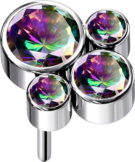 Immagine prodotto Star Piercing Threadless argento quattro cristalli scuro multicolore (senza ottone, Titanio)