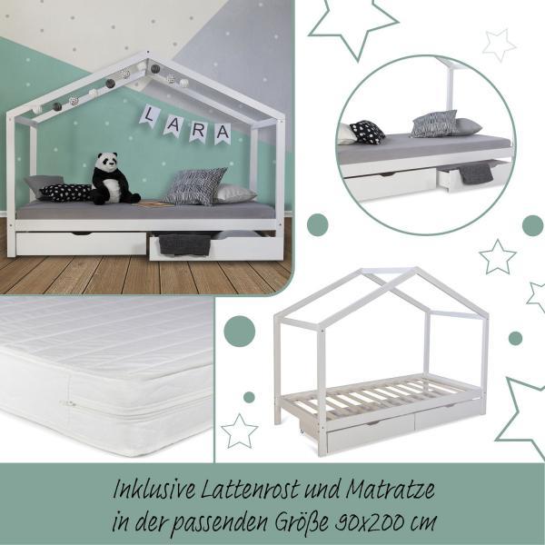 Actual product image Homestyle4u Children's bed House bed with mattress and bed base (90 x 200 cm)