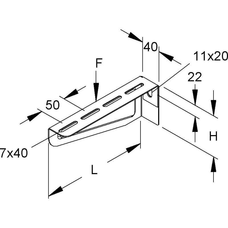 Thumbnail - Niedax, Leitungsführung Zubehör, Wandausleger verzinkt 210MM ** Ktam 200