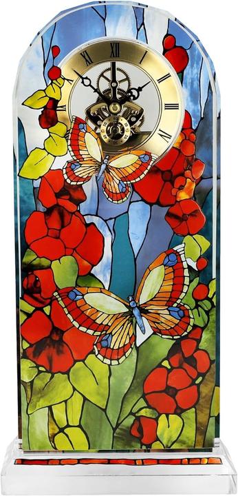 Goebel Tischuhr Tiffany - Schmetterlinge, Kristallglas, Bunt, 32 cm, 67003031