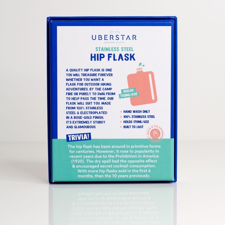 Nährwerte und Zutaten Uberstar Flachmann Rosegold (180 ml)