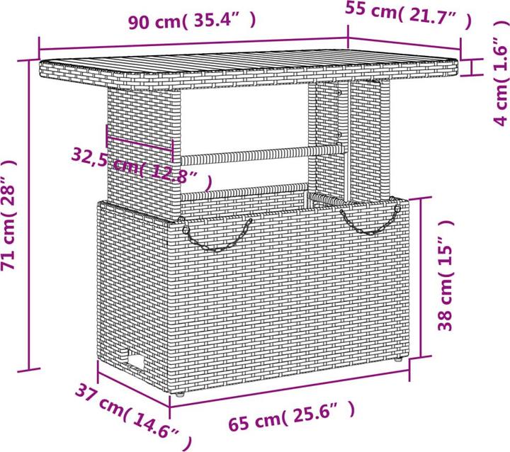 Produktbild vidaXL Garten Essgruppe (90 x 55 x 71 cm)