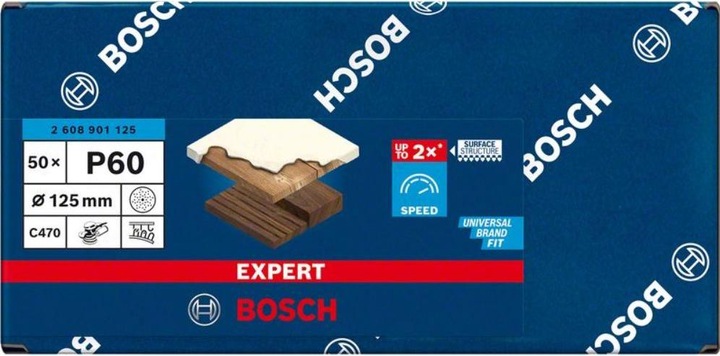 Produktbild Bosch Professional Zubehör EXPERT C470 Schleifpapier Mehrloch für Exzenterschleifer, 125 mm, G 60, 50-tlg. (60)
