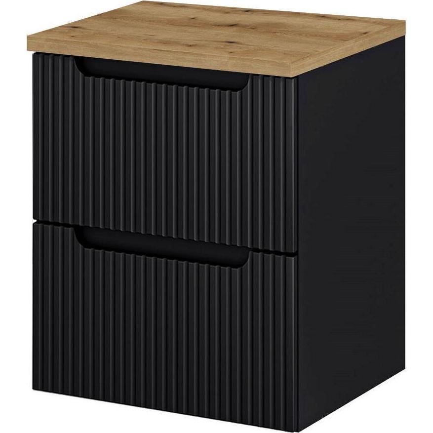 En.Casa, Waschbeckenunterschrank, Waschtischunterschrank Skelbolu 50x60x40 cm Schwarz/Eiche