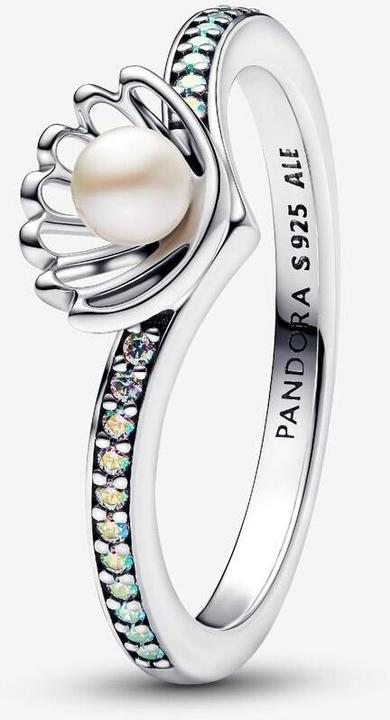 Immagine prodotto Pandora Disney Prinzessin Arielle Muschel Behandelte Süsswasserzuchtperle Ring (52, 925 Argento)