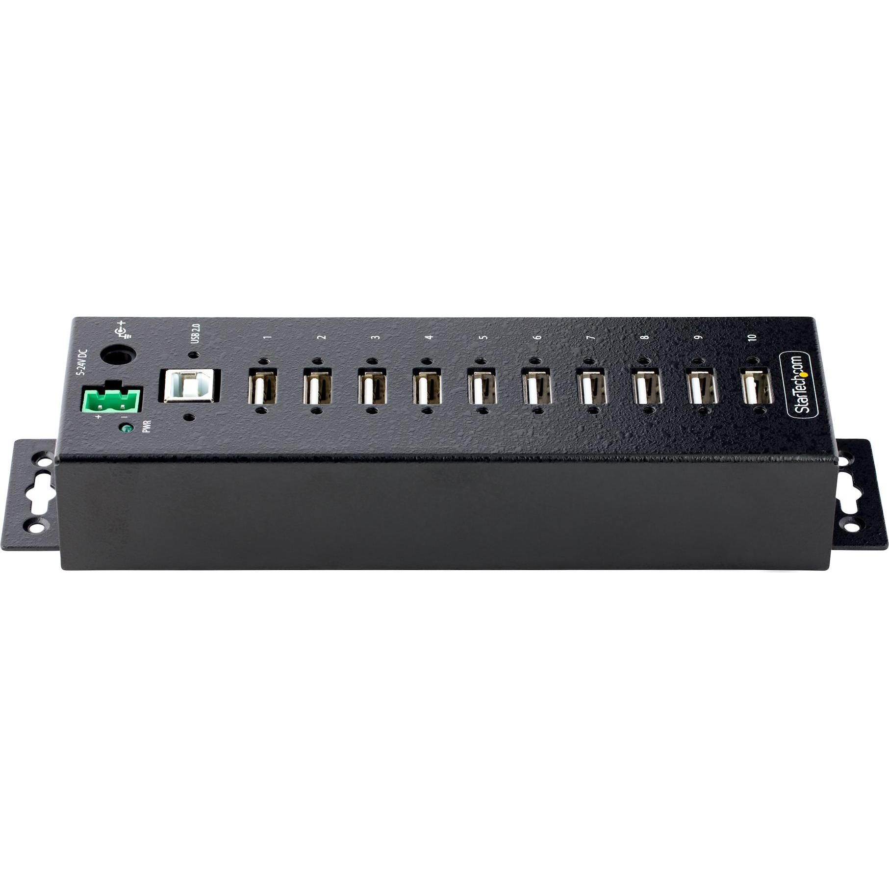Thumbnail - StarTech INDUSTRIAL USB 2.0 HUB (USB-B, 10 Ports), Dockingstation + USB Hub, Schwarz