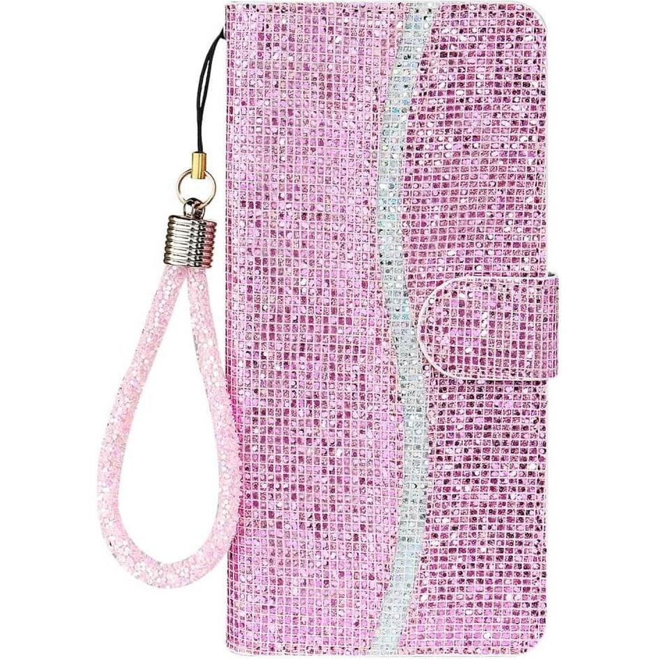 Cover-Discount Xiaomi Redmi Note 11 Pro+ - Glitter Leder Etui rosa (Xiaomi Redmi Note 11 Pro), Smartphone Hülle, Rosa