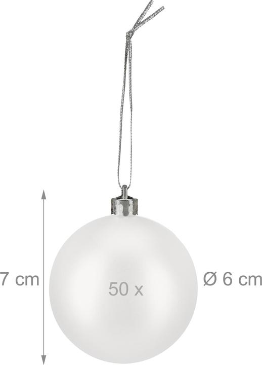 Image du produit Relaxdays - Weihnachtskugeln 50er Set, Weiss/ Silber (50-pièce)