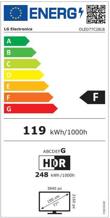 Energie-Label LG OLED77C28LB (77", C2, OLED, 4K, 2022)