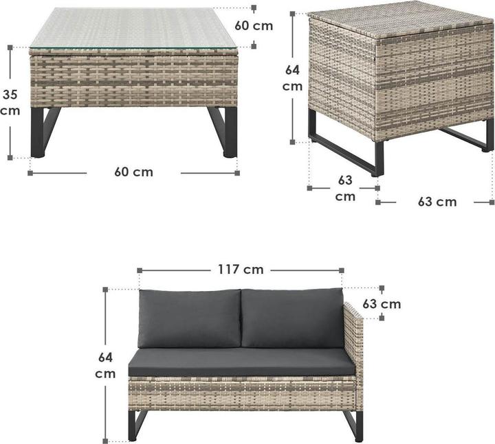 Produktbild Juskys Polyrattan Lounge