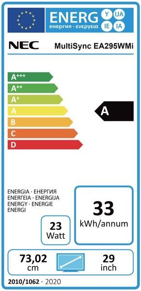 Energy Label NEC EA295WMi (2560 x 1080 pixels, 29")