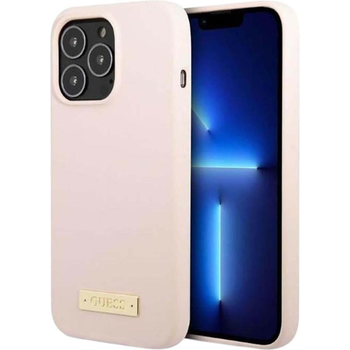 Guess GUHMP13XSPLP iPhone 13 Pro Max 6,7" różowy/rosa Custodia rigida in silicone Logo Piastra MagSafe (Apple iPhone 13 Pro Max), Cover smartphone, Ro
