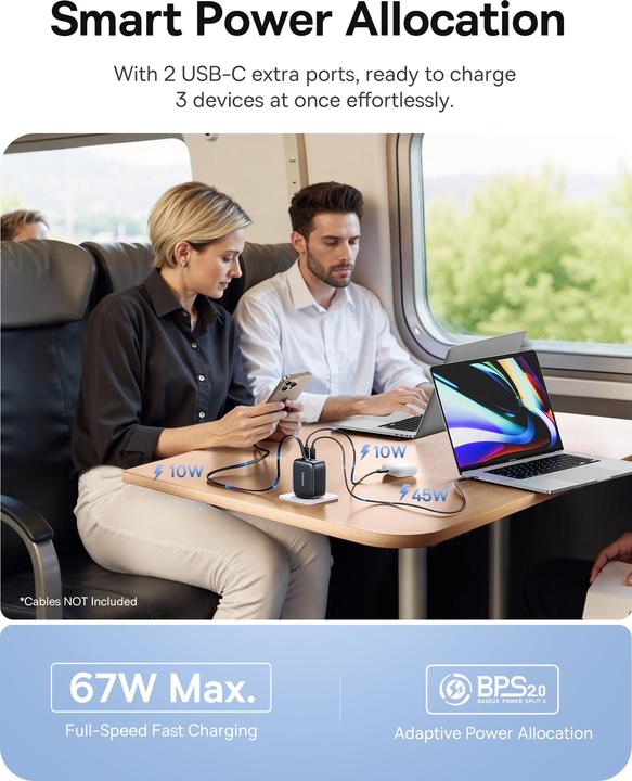 Image du produit Baseus Chargeur rétractable EnerCore CJ11 (67 W, 3 ports)