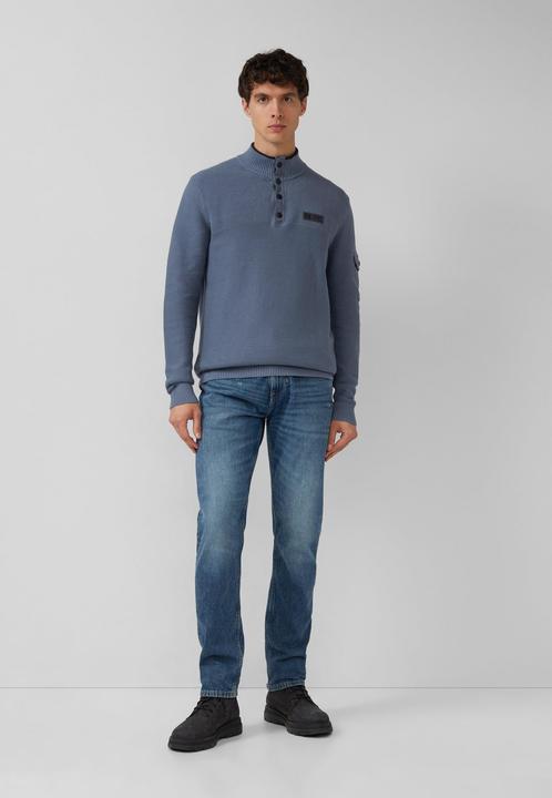 Produktbild s.Oliver Strickpullover Strickpullover aus Baumwolle mit Troyer-Kragen und Strukturmix (M)