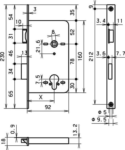 Produktbild Glutz Einsteckschloss schwer 1106 Eckstulp (Einsteckschloss)