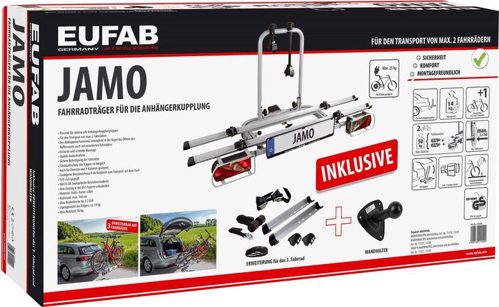 Produktbild Eufab Fahrradträger JAMO, für 2 Fahrräder, inkl. Erweiterung und Wandhalterung