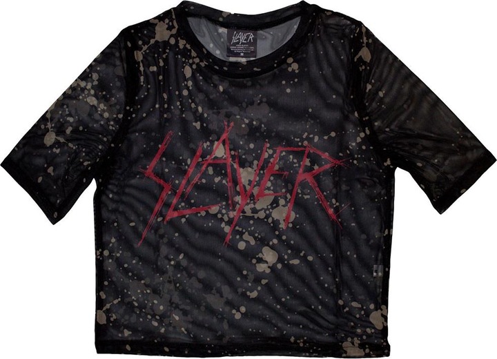 Slayer Scratchy Logo Netzgewebe Crop Top (Girlie)