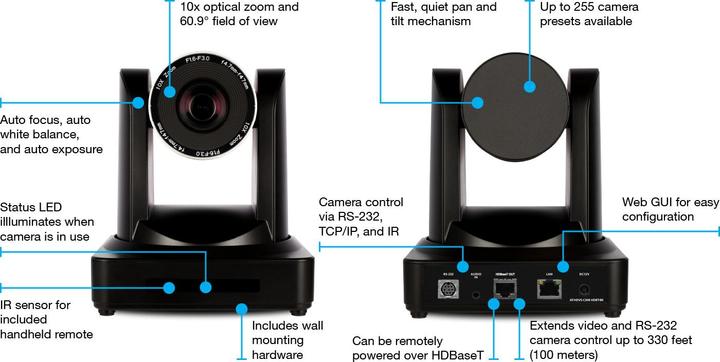 Image du produit Atlona Caméra HDBaseT PTZ noire