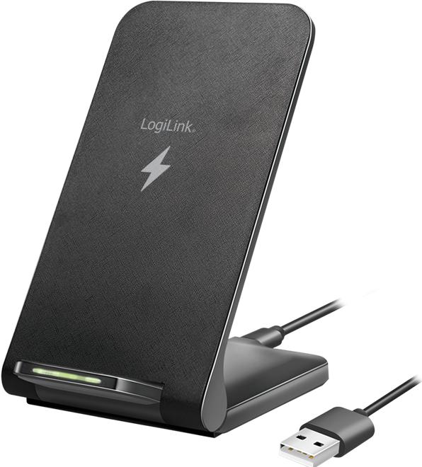 Produktbild LogiLink ZUB Smartphone Stand & WL Charger black (18 W)