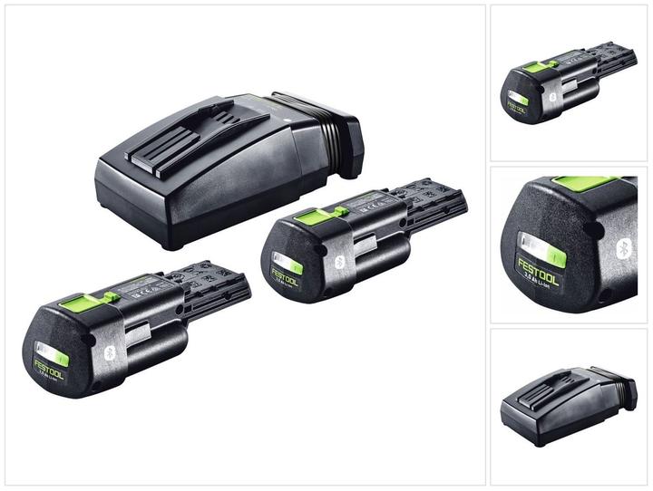 Festool Energie Set 2x BP 18 Li 3,0 Ergo I Akku 18 V 3,0 Ah / 3000 mAh Li-Ion ( 2x 577704 ) + TCL 6 (18 V)