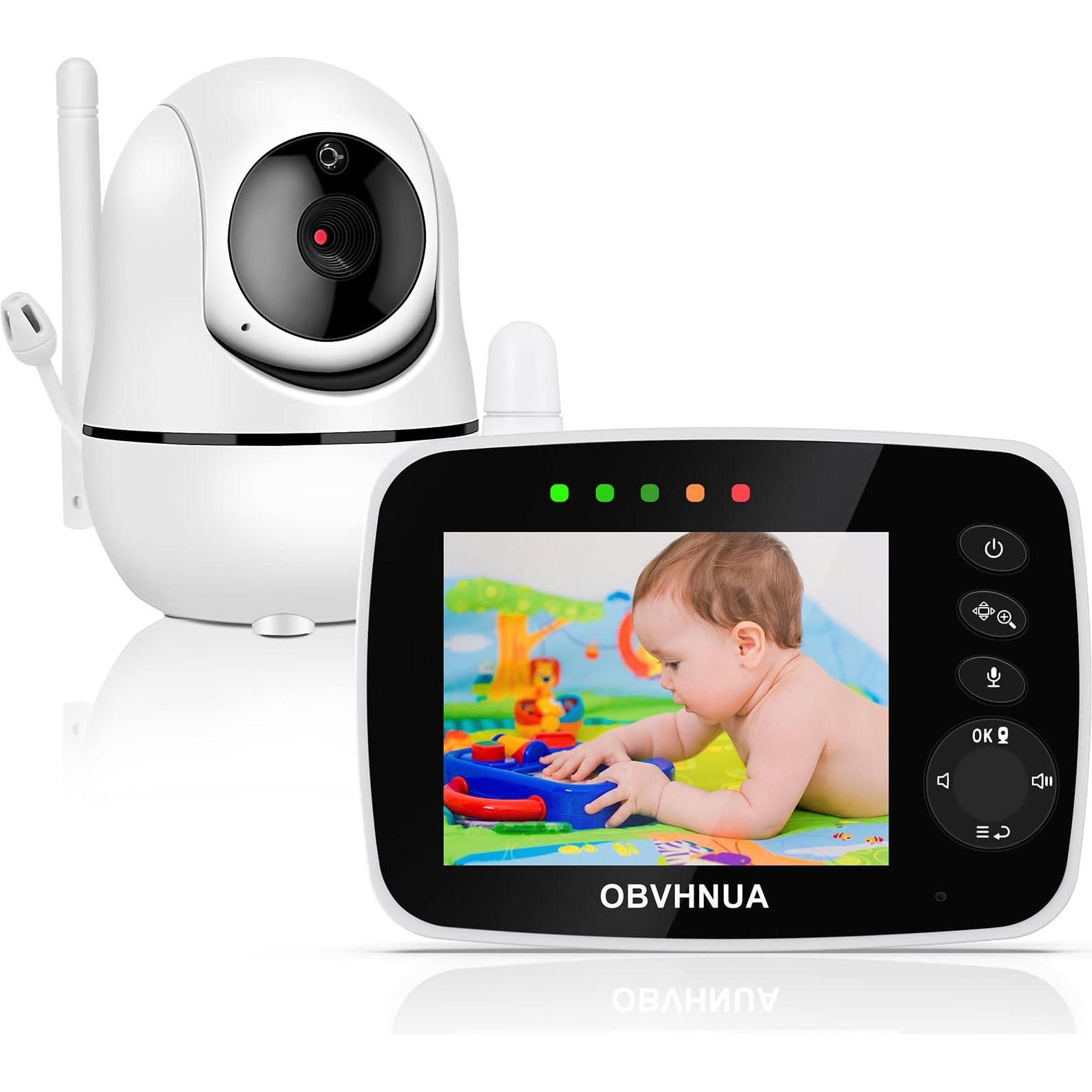 GHB Babyphone Caméra Babyphone Vidéo Écran 5 Inches 720P HD Caméra Bébé Supporte 4 Caméras 350
