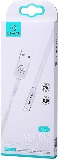 Actual product image Usams Cable płaski U2 microUSB 1.2m bialy/white SJ201MIC02 (US-SJ201) (1.20 m)