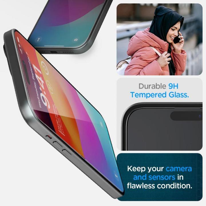Actual product image Spigen TEMPERED GLASS GLAS.TR "EZ FIT" FC 2-PACK IPHONE 15 BLACK (2 pcs., Apple iPhone 15)