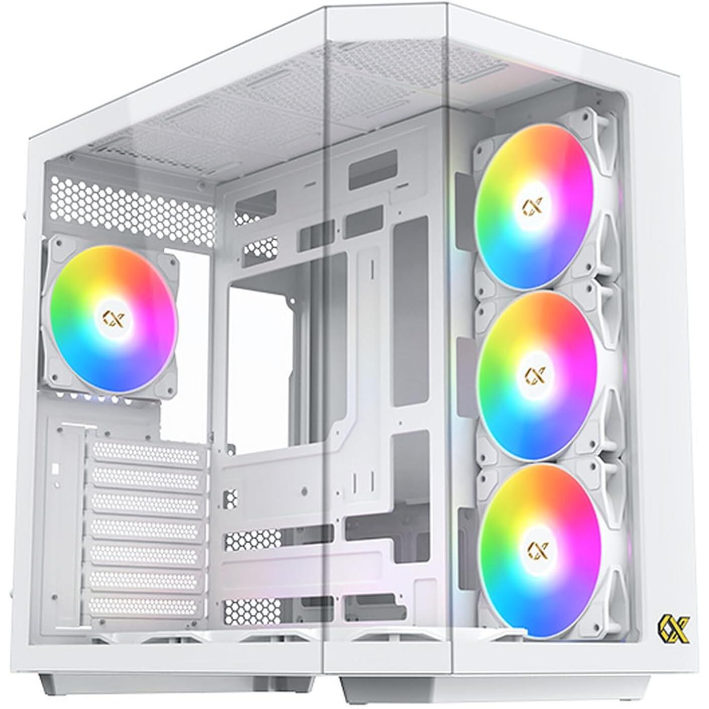 Xigmatek Custodia PC EATX con 3 pannelli in vetro temperato (ATX, E-ATX, Micro ATX (mATX), Mini-ITX), Case PC, Bianco