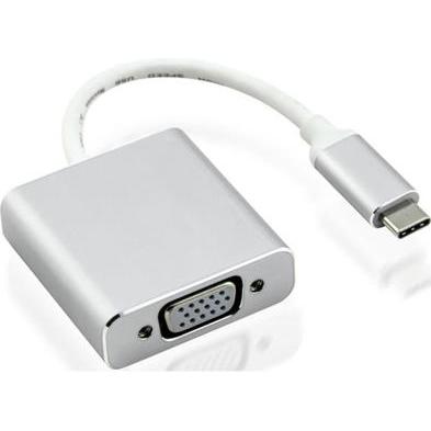 Nilox USB Type-C - VGA M/F adattatore grafico USB Argento (USB-C), Adattatore dati + video, Argento