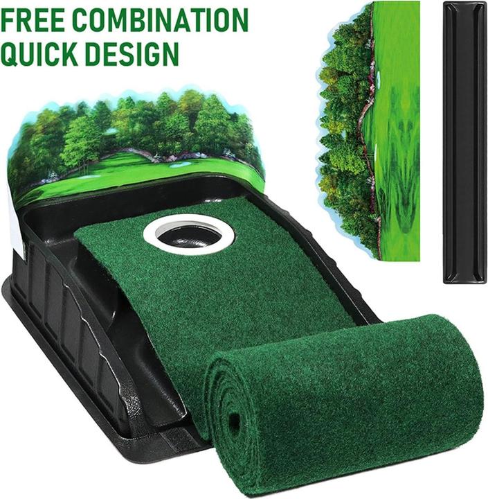 Immagine prodotto Huaen Golf Putting Matte mit Ballrücklauf – 259 cm Trainingsmatte