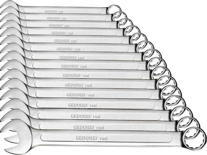 Actual product image Gedore Red red Combination spanner set, 15 pieces, SW 6-32, chrome vanadium steel, silver (32 mm, 19 mm, 6 mm, 12 mm, 24 mm, 14 mm, 22 mm, 16 mm, 23 mm, 10 mm, 21 mm, 18 mm, 27 mm, 7 mm, 31 mm, 17 mm, 11 mm, 15 mm, 26 mm, 30 mm, 8 mm, 28 mm, 9 mm, 29 mm, 13 mm, 20 mm, 25 mm)