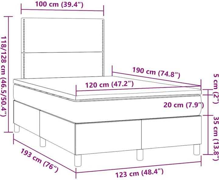 Produktbild vidaXL Boxspringbett (120 x 190 cm)