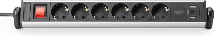 Actual product image Digitus Aluminium socket strip 6-way 2xUSB-A/1xUSB-C (6x, CEE 7/3, USB-A, USB-C, 1.50 m)