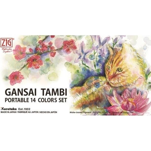 Zig, Künstlerfarbe + Bastelfarbe, Gansai Tambi Portable watercolors, 14 colors