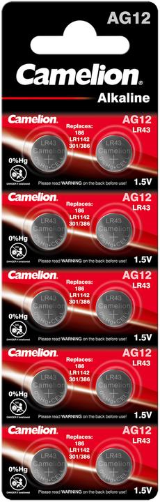 Actual product image Camelion Battery Alkaline AG12 0% Mercury/Hg 10 pcs - Battery - LR 43/V12GA (10 pcs., AG12, LR43, 108 mAh)