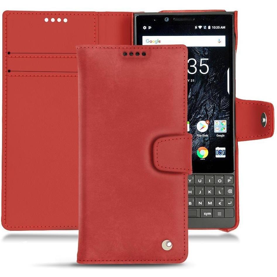 Noreve Lederschutzhülle Wallet (Blackberry KEY2), Smartphone Hülle, Rot