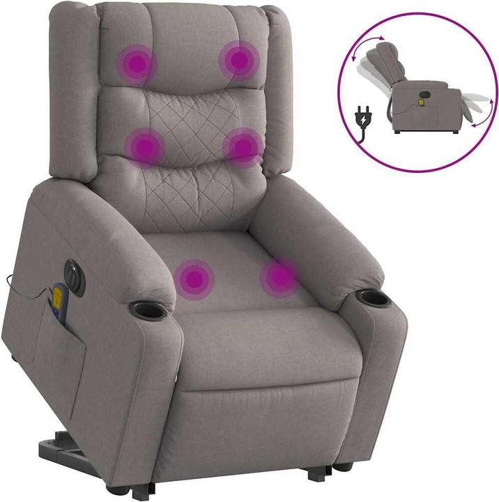 Actual product image vidaXL Electric massage chair with stand-up aid Taupe fabric