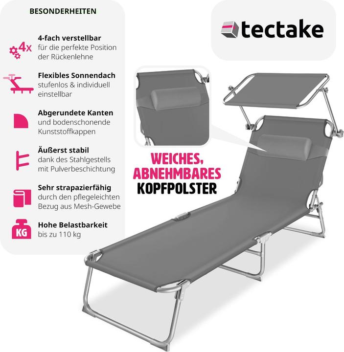 Produktbild tectake Gartenliege (161 cm)